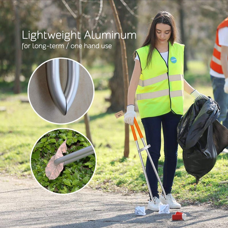 EJG 36" Long Trash & Garbage Picker Grabber, Lightweight Aluminium & Rustproof, Litter Pick Up Stick, Trash Tong, Reaching Assist Tool, Reacher Tool for Elderly, Garden Nabber Plogging (Orange) - Image 2